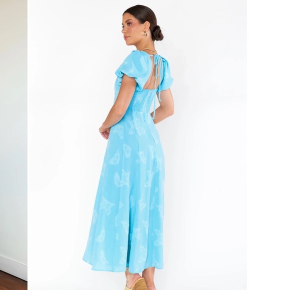 Show Me Your Mumu Mia Midi Dress Blue Butterfly Dress Size M - Picture 6 of 7